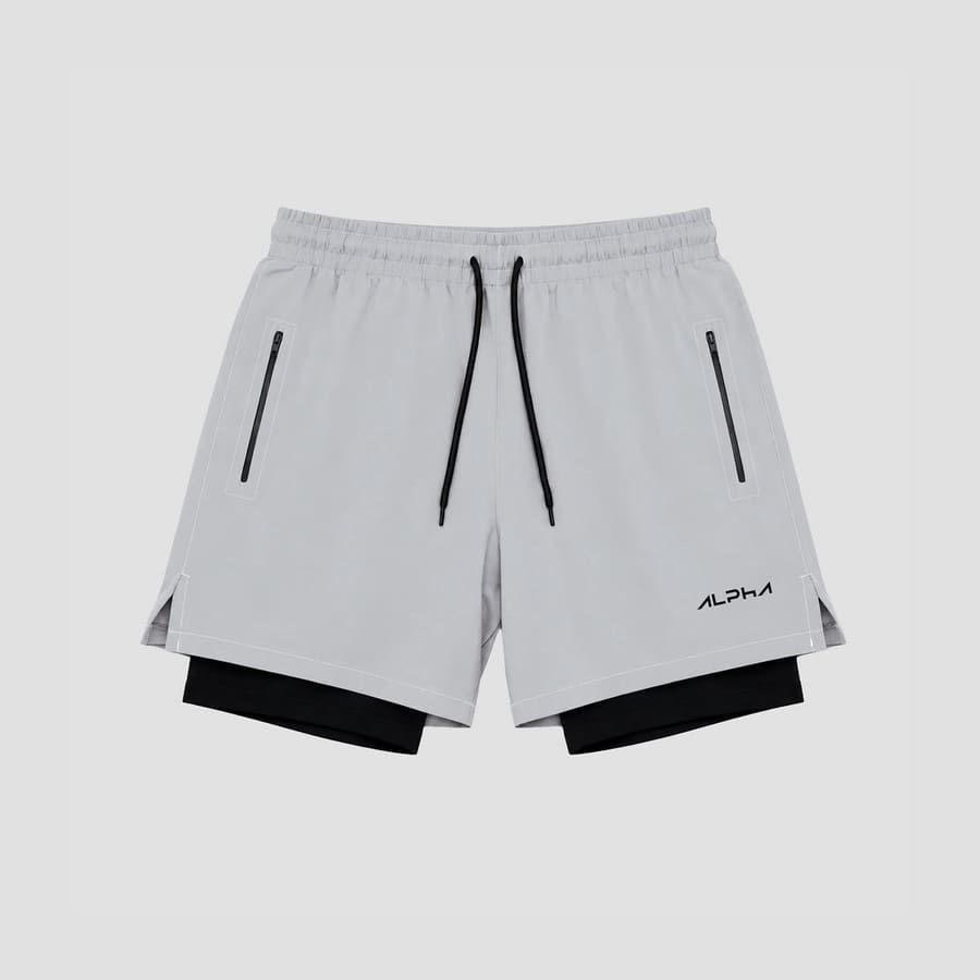 Short de Compressão Dry Fit Cinza Bolso Zíper - Fluid
