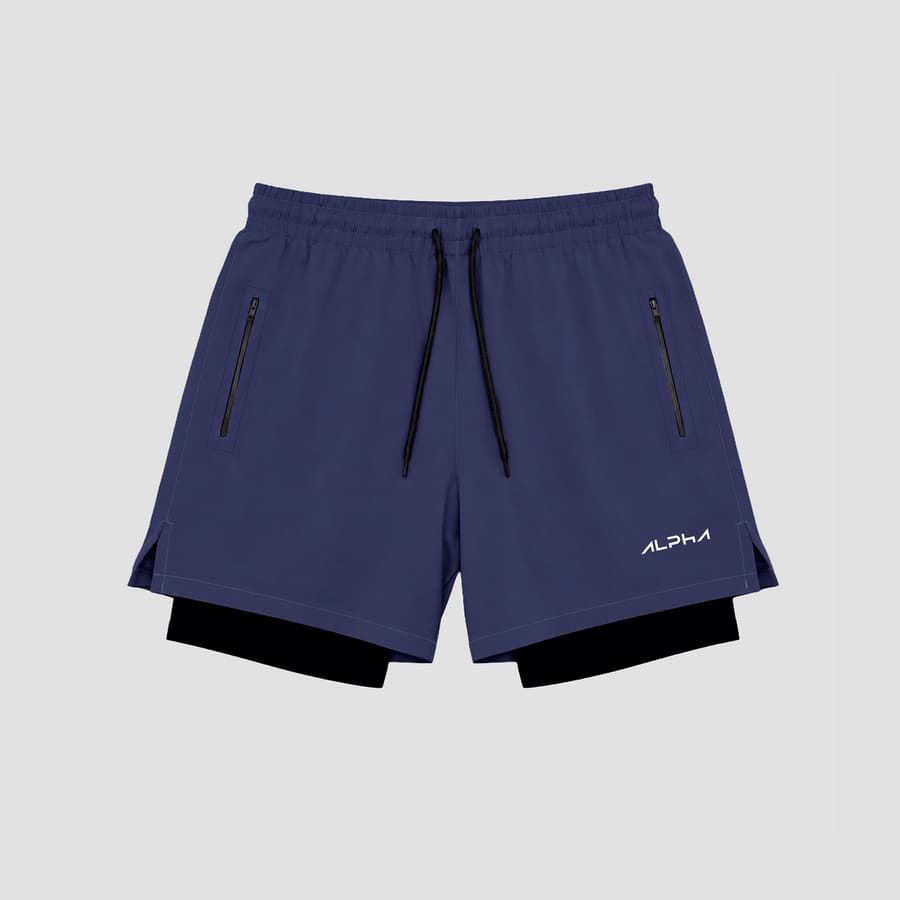 Short de Compressão Dry Fit Marinho Bolso Ziper - Fluid