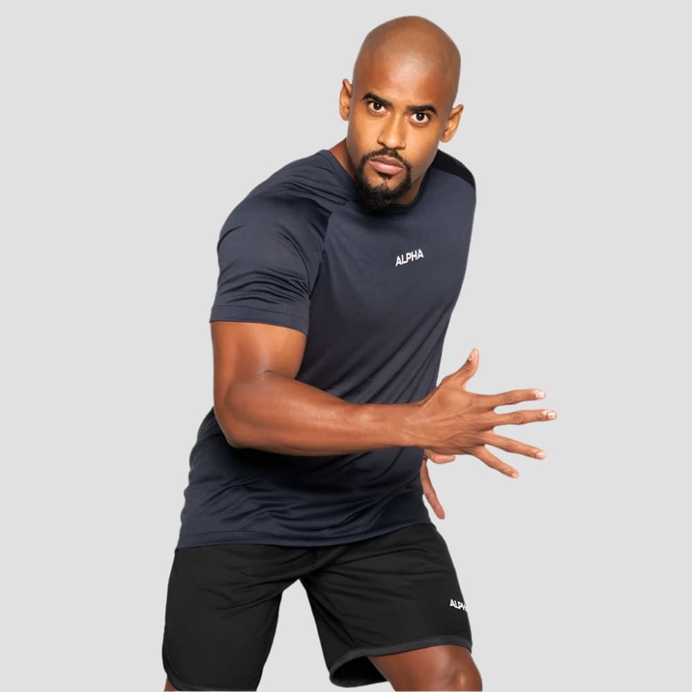 Camiseta Dry Fit Essential Mescla Marinho — imagem 3