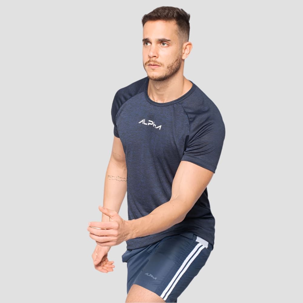 Camiseta Dry Fit  New Fluid Mescla Marinho — imagem 3