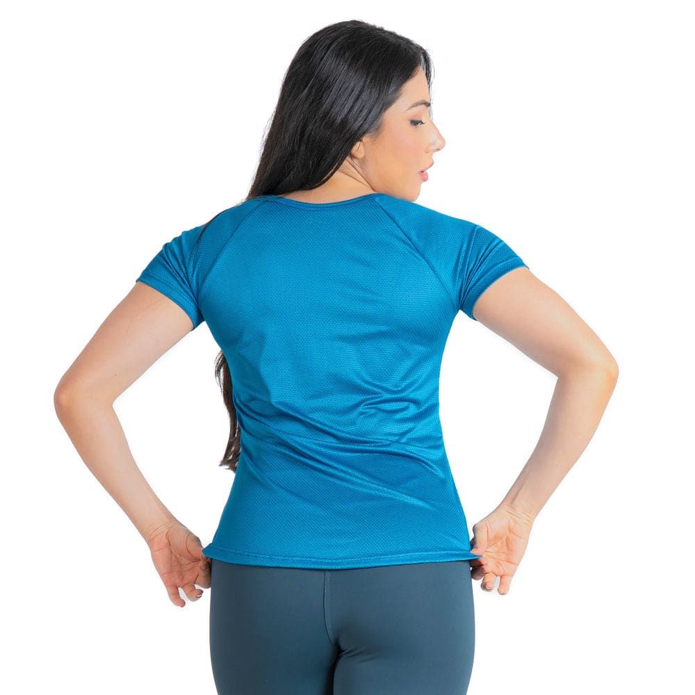 Camiseta Feminina Dry Fit Lobo Geometrico Azul Safira — imagem 3