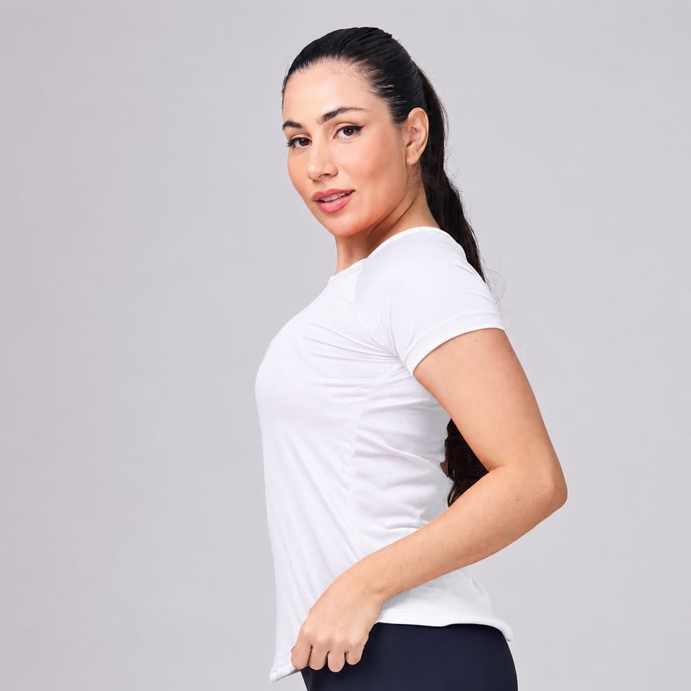 Camiseta Feminina Dry Fit Lobo Geométrico Branco — imagem 3