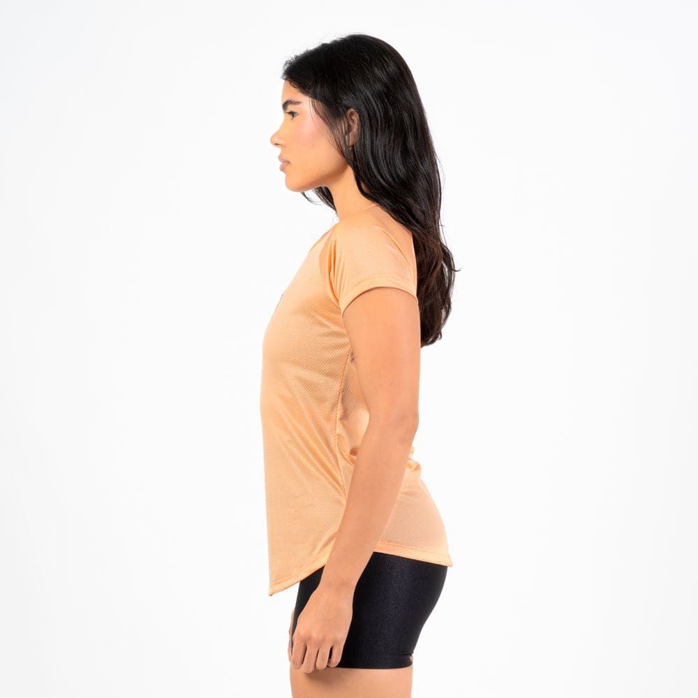 Camiseta Feminina Dry Fit Lobo Geométrico Coral Suave — imagem 4
