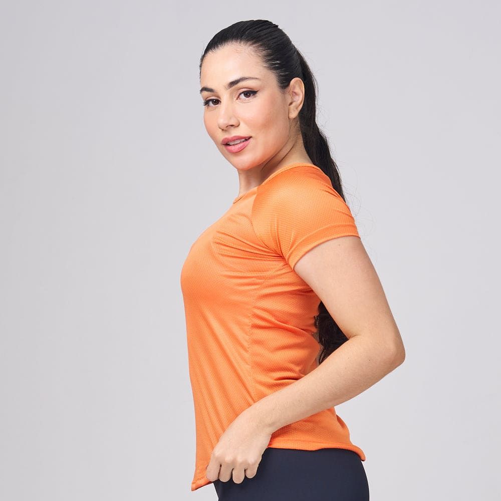 Camiseta Feminina Dry Fit Lobo Geometrico Laranja — imagem 3
