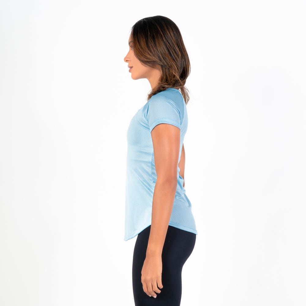 Camiseta Feminina Dry Fit New Horizon Azul Céu — imagem 4