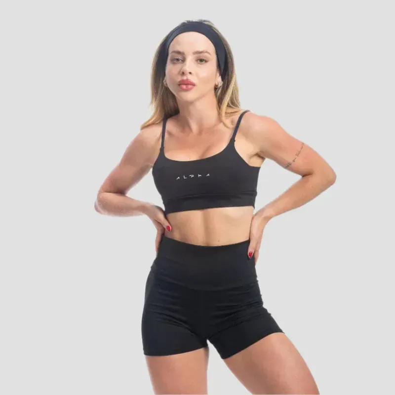 Conjunto Basic Feminino Top e Short - New Horizon Preto — imagem 3
