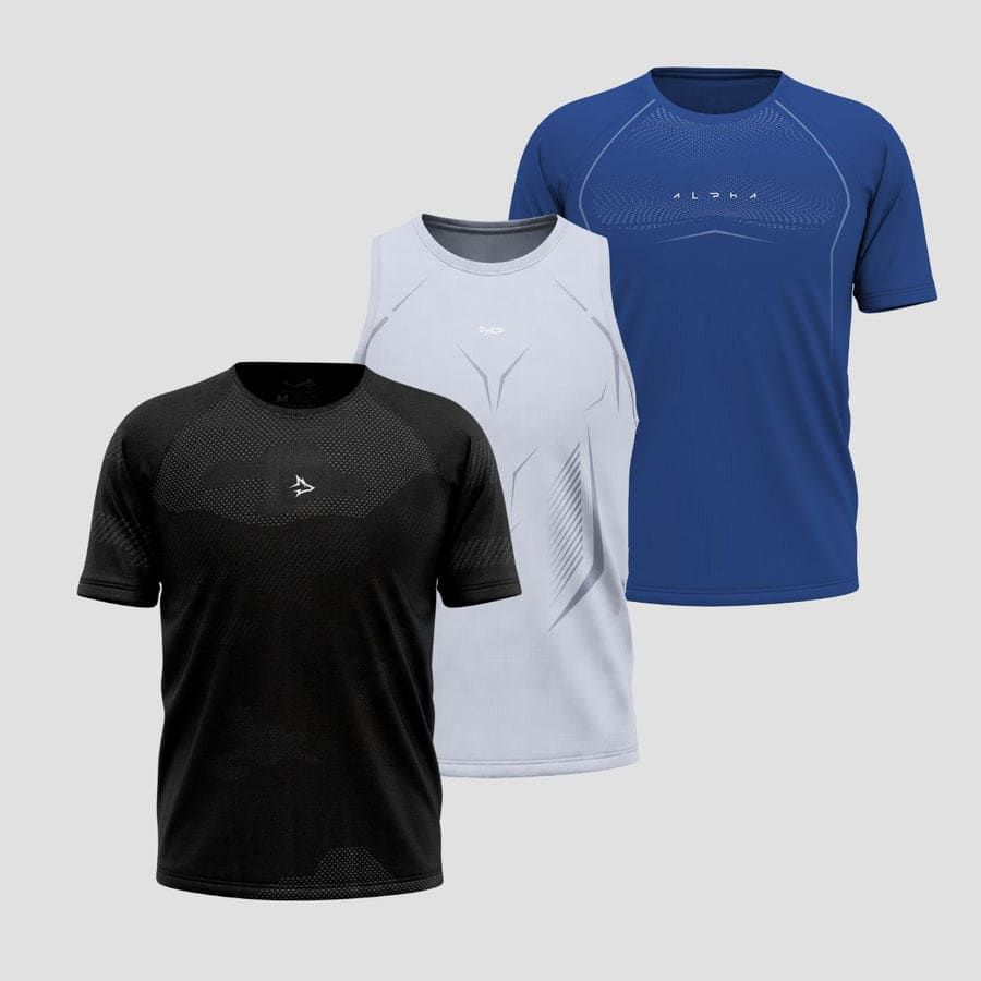 Kit 3 Peças Apex: Camisetas e Regata