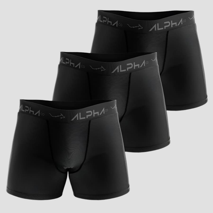 Kit 3 Cuecas Boxer Cotton Preta - Alpha