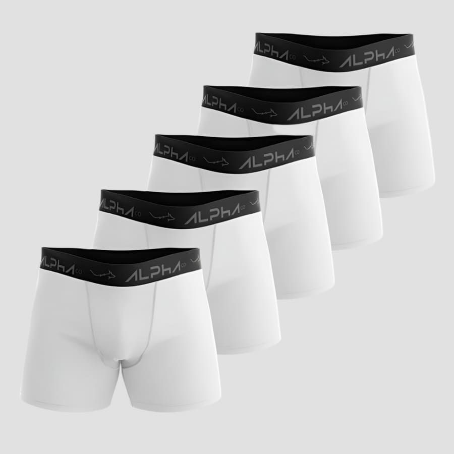 Kit 5 Cuecas Boxer Cotton Branca - Alpha