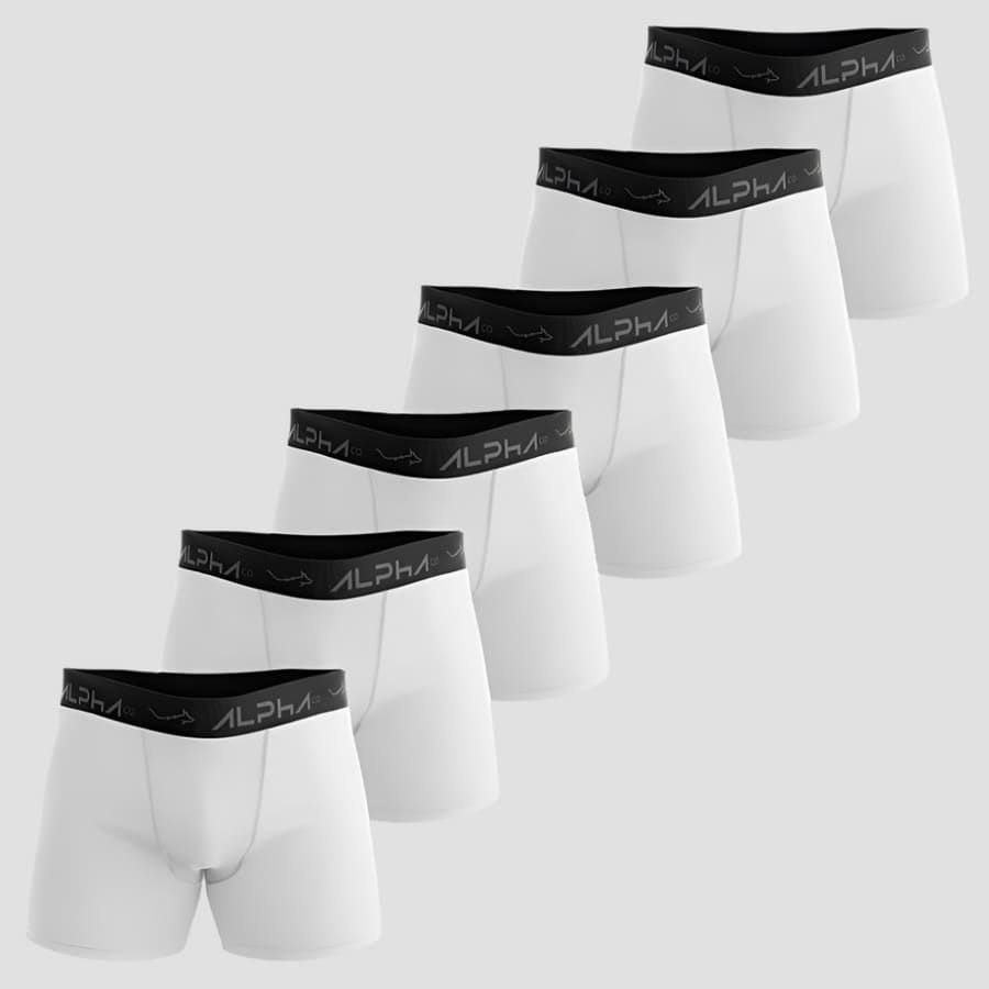 Kit 6 Cuecas Boxer Cotton Branca - Alpha