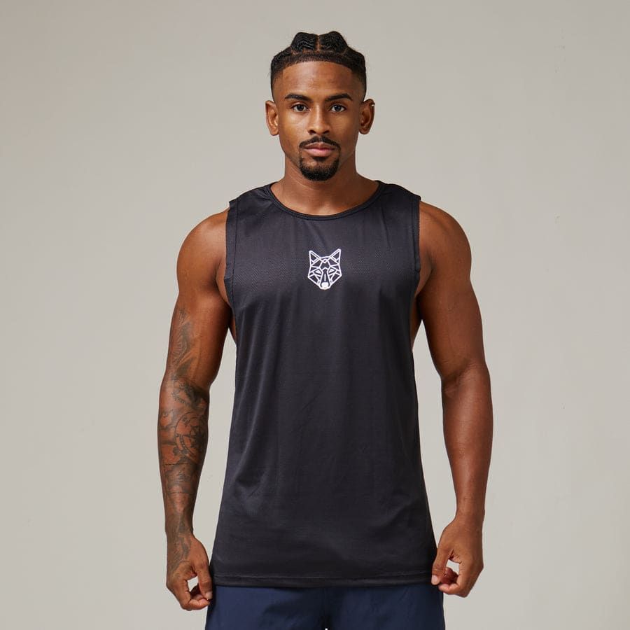 Regata Machão Dry Fit Lobo Geométrico Preto