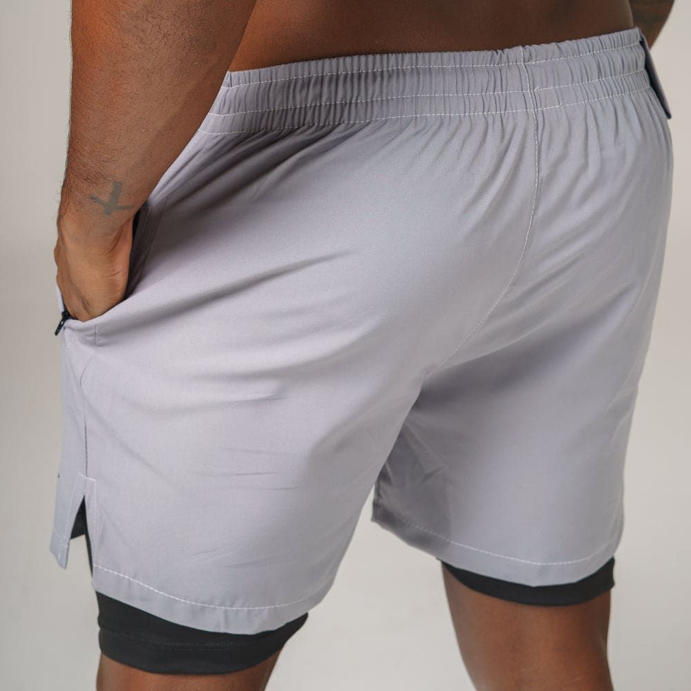 Short de Compressão Dry Fit Cinza Bolso Zíper - Fluid — imagem 3
