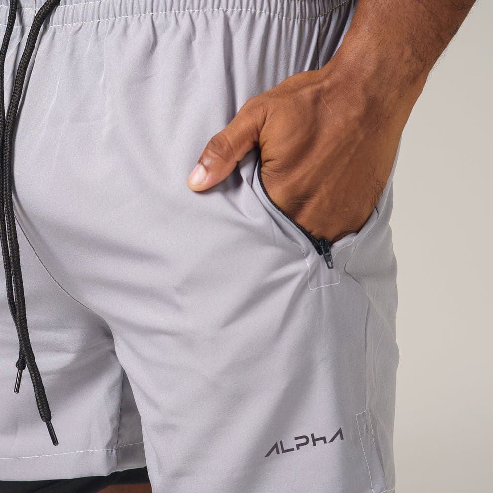 Short de Compressão Dry Fit Cinza Bolso Zíper - Fluid — imagem 4