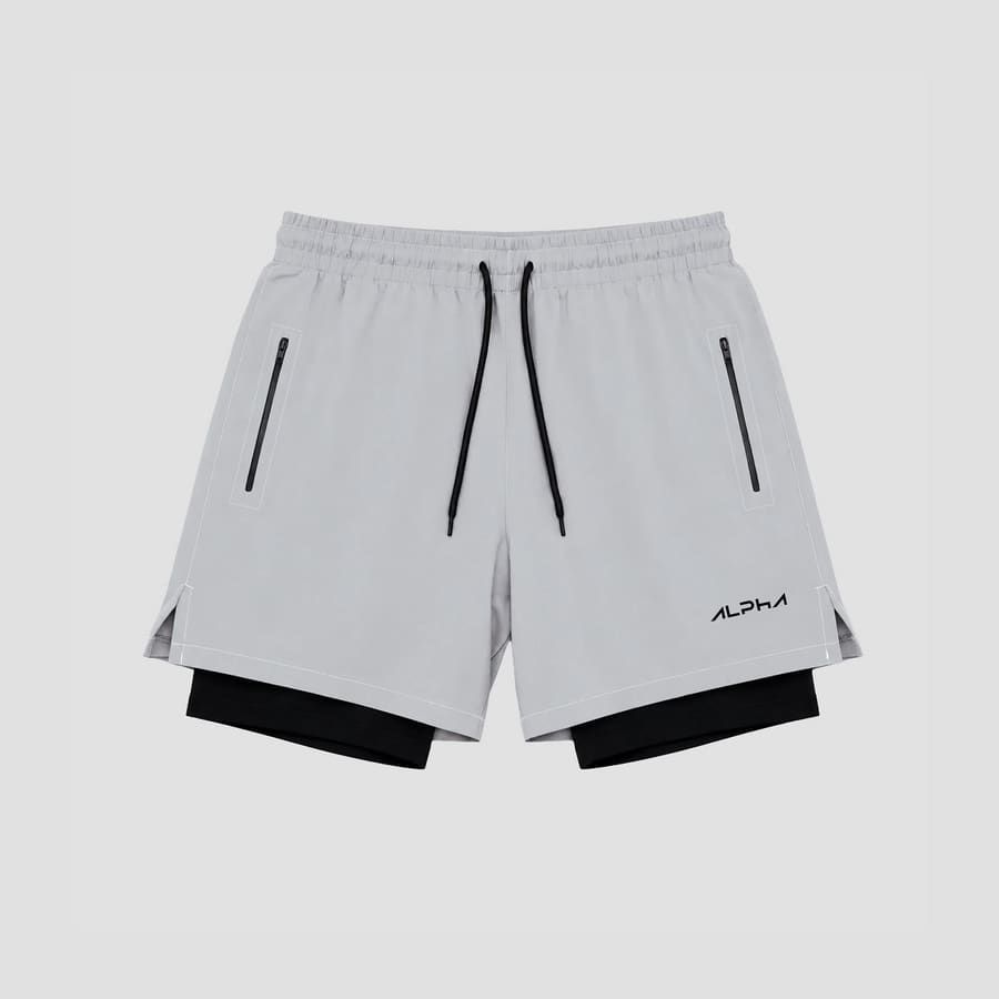 Short de Compressão Dry Fit Cinza Bolso Zíper - Fluid
