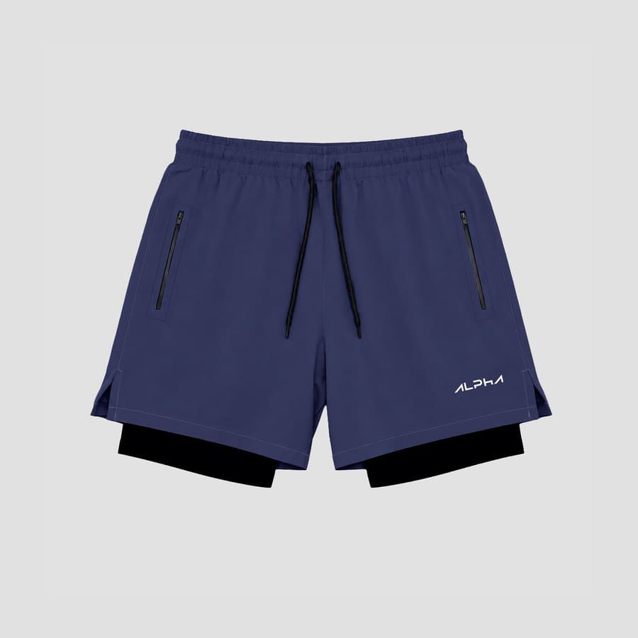 Short de Compressão Dry Fit Marinho Bolso Ziper - Fluid